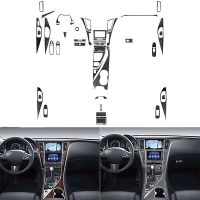 Kits interiores completos de 50 piezas juego de molduras de fibra de carbono real para Infiniti Q50 Q60 2014-20 Foto 1 de 4