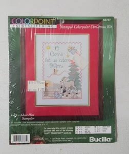 Stamped Colorpoint Christmas Kit PAINTSTITCHING NEW Vintage 1993 Bucilla 63737 - Picture 1 of 4