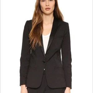 L'AGENCE Antoni Smoking-Blazer mit einem Knopf NEU schwarz Größe 6 Einzelhandel 695 $ - Bild 1 von 12