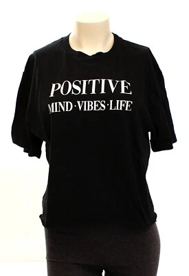 Camiseta Miken Flow Negra Positive Mind Vibes Life Manga Corta Para Mujer L Nueva Con Etiquetas Foto 1 de 4