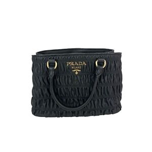 Prada Nappa Gaufre Black Leather Shoulder Crossbody Bag