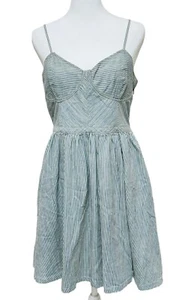 Free People abito bustier taglia M blu righe smocked ferrovia spaghetti strap - Foto 1 di 15