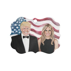 President Trump and Melania Christmas Metal ornament MAGA - Picture 1 of 5
