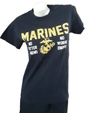 MV Sport Preshrunk Cotton Tee Blue With Marine Emblem and Words Men's S