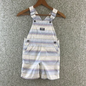 Osh Kosh Bgosh Kids 4t Short Coverall Bib Blue Striped Casual Farmer - Picture 1 of 8
