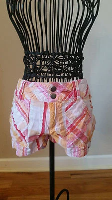 Girls Size S 6/6x Cherokee Orange/Pink Plaid Shorts - Image 1 of 3
