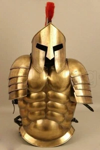 Chaqueta muscular casco espartano armadura traje latón griego medieval disfraces de Halloween - Imagen 1 de 6
