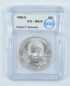 1998-S Robert F Kennedy Commemorative Silver Dollar MS70 ICG - Picture 1 of 5