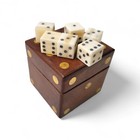 6 Rare Unique Camle Bone D6 Dice Six Sided Square 16mm Dice With Teak Wooden Box