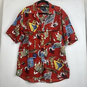 Hawaiian Surf Shirt Size S Vintage Men’s  Red Ten Pin Bowling Florida Retro - Picture 1 of 14