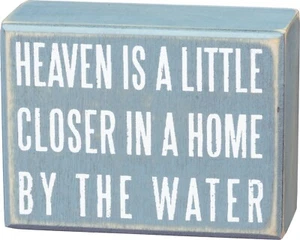 Wooden Box Sign | Heaven Is A Little Closer In A Home By The Water | 4x3 | NEW - Picture 1 of 2