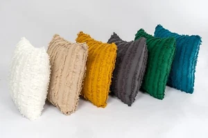 Home Deco 18" Gauffer Sofa Cushion Cover Geometric Pillowcase Wrinkle Pillow UK - Picture 1 of 23