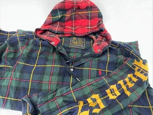"Chaqueta vintage POLO RL Ralph Lauren frontal a presión a cuadros con capucha medidas 23""" - Imagen 1 de 9