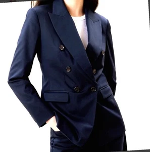 Blazer femme Banana Republic icon coton stretch bleu marine 0 PETITE neuf avec étiquette 200 $ - Photo 1/7