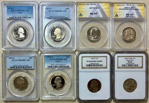 Quarter Lovers' Lot! 8 Total US Quarters, 1 Silver, All Certified & Slabbed - Picture 1 of 2
