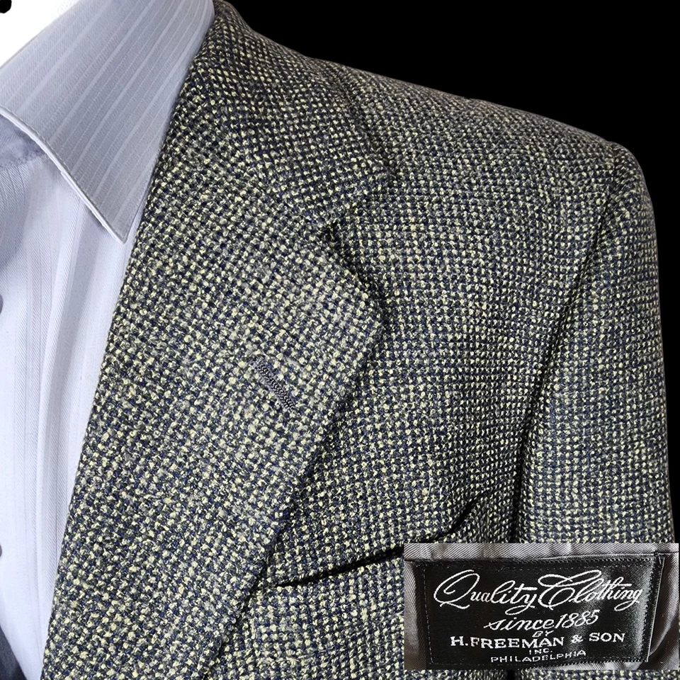 Chaqueta Blazer H Freeman & Son Vintage Para Hombre 42R/S Marrón Cuadros Tweed 3 Botones Lana Foto 1 de 4