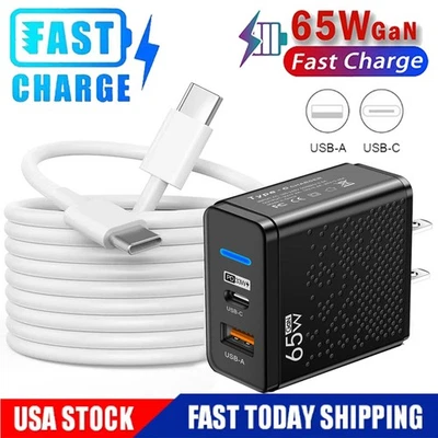 65W Super Fast Charging USB Type C Wall Charger For Samsung Galaxy S25 S24 S23FE - Image 1 of 4