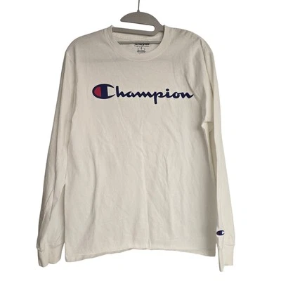 Women's Champion White Long Sleeve Logo Athletic T-Shirt | Size Small - Image 1 of 4
