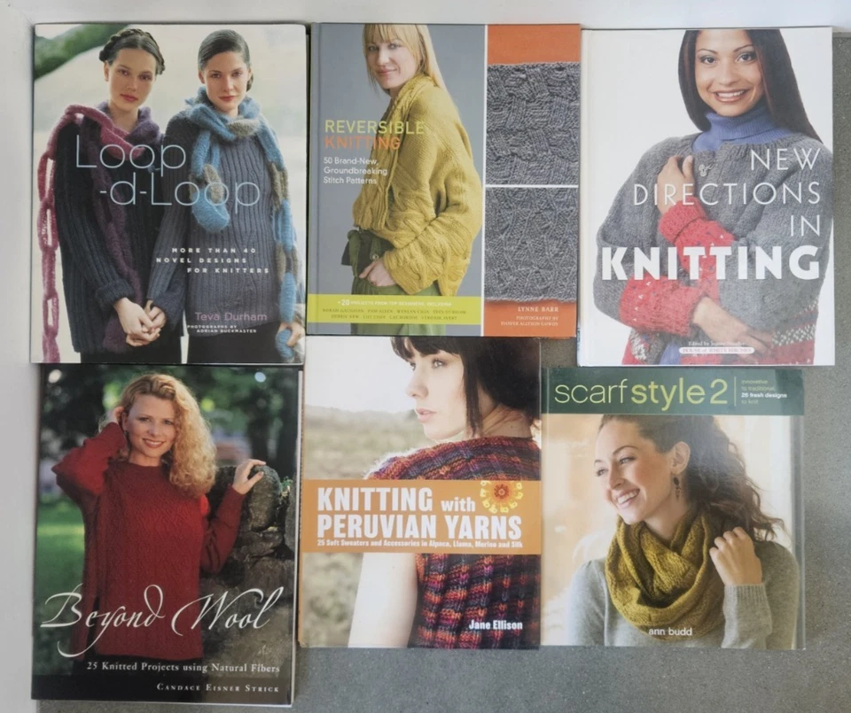 6 Knitting books Loop-d-Loop, Peruvian, Reversible, Byond Wool, Scarf, New Direc - Image 1 of 4