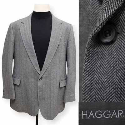 HAGGAR VINTAGE TWEED Hombre Gris ESPIGA Abrigo Deportivo Traje Chaqueta Blazer 50 L Foto 1 de 4