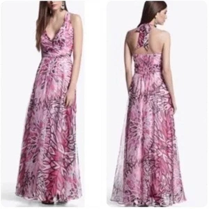 NEW White House Black Market SZ 6 Maxi Halter Dress Pink Black Lined MSRP $198 - Picture 1 of 7