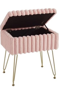 Vanity Sgabello Sedia con Ripostiglio, Sgabelli in Ecopelliccia per Trucco Vanità, Poggiapiedi... - Foto 1 di 9