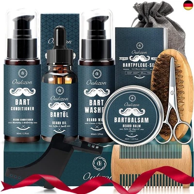 Bartpflege Set für Männer, Oukzon 10 in 1 Hochwertig Bart Geschenk für Papa - 60