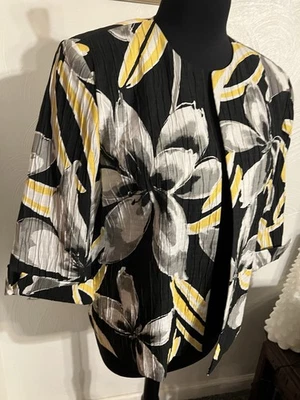 Traje Chaqueta Alfred Dunner Negro Audaz Floral Abierta Manga 3/4 Mujer 12P NUEVO Foto 1 de 4