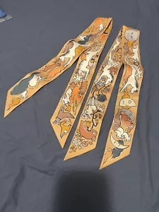 Hermes Mille et Un Lapins Twilly Color Beige Doré / Abricot / Blanco En Un Par - Imagen 1 de 4