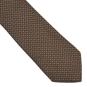 SALVATORE FERRAGAMO Krawatte Tie 100% Seide Silk Geometric Braun Blau Made Italy - Bild 1 von 8