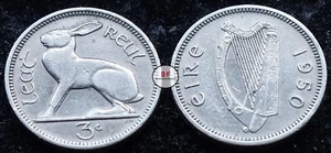 Ireland 1950 | Irish 3d | 3 Pence | Hare | KM.12a - Picture 1 of 2