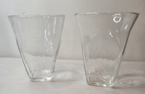 Two Signed Vtg Steven Newell Handblown Clear Studio Art Glasses Tumblers Artist - Picture 1 of 8