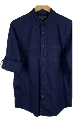 Spring & Mercer Men's Size XX Large Navy Blue Button Down Long Sleeve Shirt - Image 1 of 4