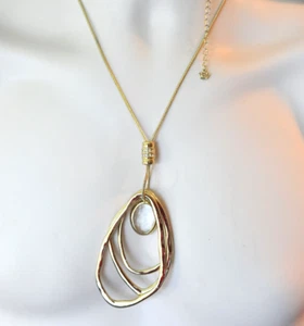Juicy Couture Necklace Gold Tone Slide Pendant modernist Clear Faceted AS18 - Picture 1 of 13