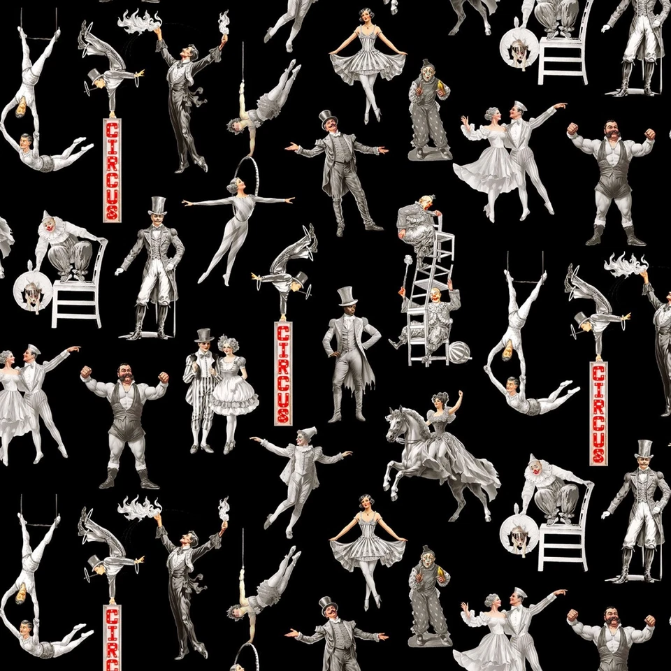 Michael Miller A Night At The Circus DDC11968 Black Circus Crew Cotton - Imagem 1 de 1