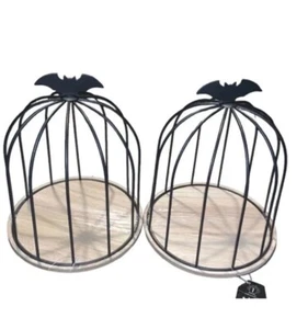 Halloween Bat Birdcage Decorative Cloche Bird Table Spooky Decor Target Lot Of 2 - Picture 1 of 6