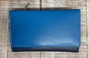 GOLUNSKI Genuine Leather Blue Ladies Purse/Wallet 14cm x 9cm New