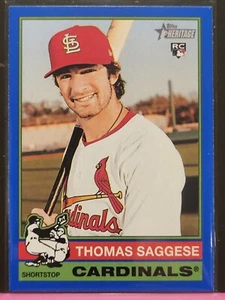 2025 Topps Heritage Thomas Saggese Cardinals Blue Bordered Rookie Card - Picture 1 of 1