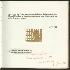 Henry van de Velde (1863-1957) - Belgian architect - RARE signed book 1935 - COA - Picture 1 of 4