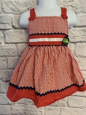 Vestido para niñas Samara rojo blanco azul guinga lunares sol talla 12M #95 Foto 1 de 4