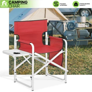 Folding Tall Director Chair Heavy Duty Camping Chairs w/Cup Holder+Side Pockets - Picture 1 of 11