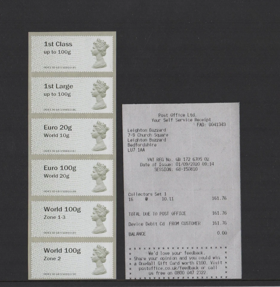 ERROR! MACHIN Ma16 Sept 2020 Zone VALUES Collector Strip TEXT RIGHT POST GO RARE - Image 1 of 1