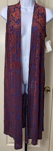 LulaRoe Joy Duster Women's Size Small Navy Blue Red Floral NWT - Picture 1 of 5