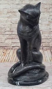 Signed Genuine Bronze Artwork Egyptian cat Sculpture by French Artist Moigniez - Picture 1 of 11