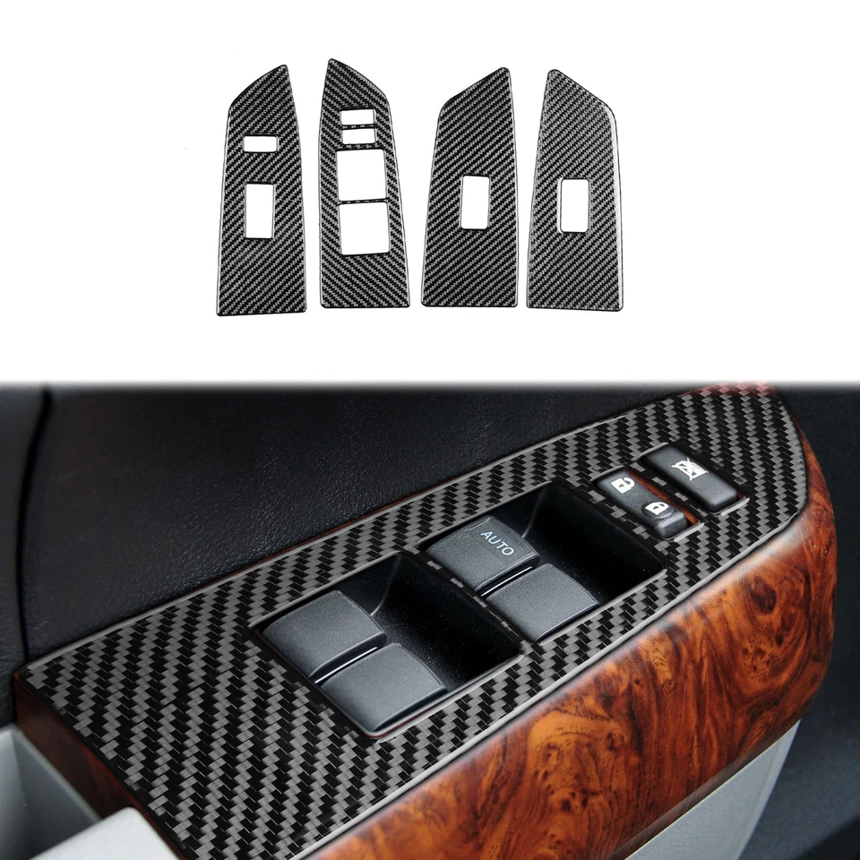 Hot Genuine Carbon Fiber Door Window Switch Panel Trim for Toyota Tundra 2007-13 Foto 1 de 4