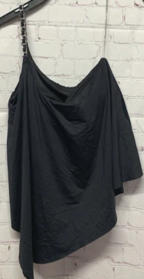 Tankini Michael Kors Mediano Ribete de Cadena Un Hombro Negro Nuevo Foto 1 de 3