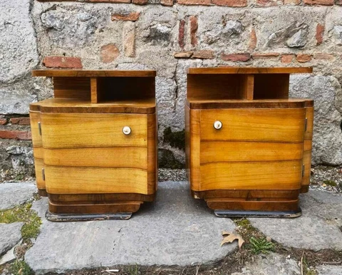 Wooden antique nightstands, art deco 1930's nightstands Cover
