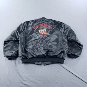 Vintage Dunbrooke Bomber Jacket Mens XL Black Pla Jac Satin 80s 90s Bowling Reno - Picture 1 of 10