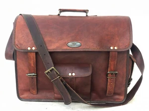 Men's Clasic Retro Waxed Vintage Leather Messenger Bag Shoulder Laptop Briefcase - Picture 1 of 7
