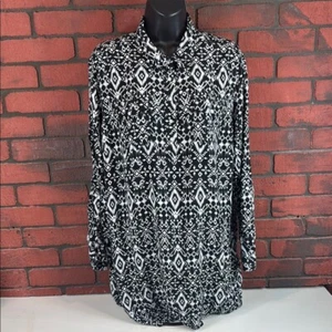 Camicetta Bit & Bridle donna XL fantasia bianco e nero - boho chic, geometrica - Foto 1 di 7